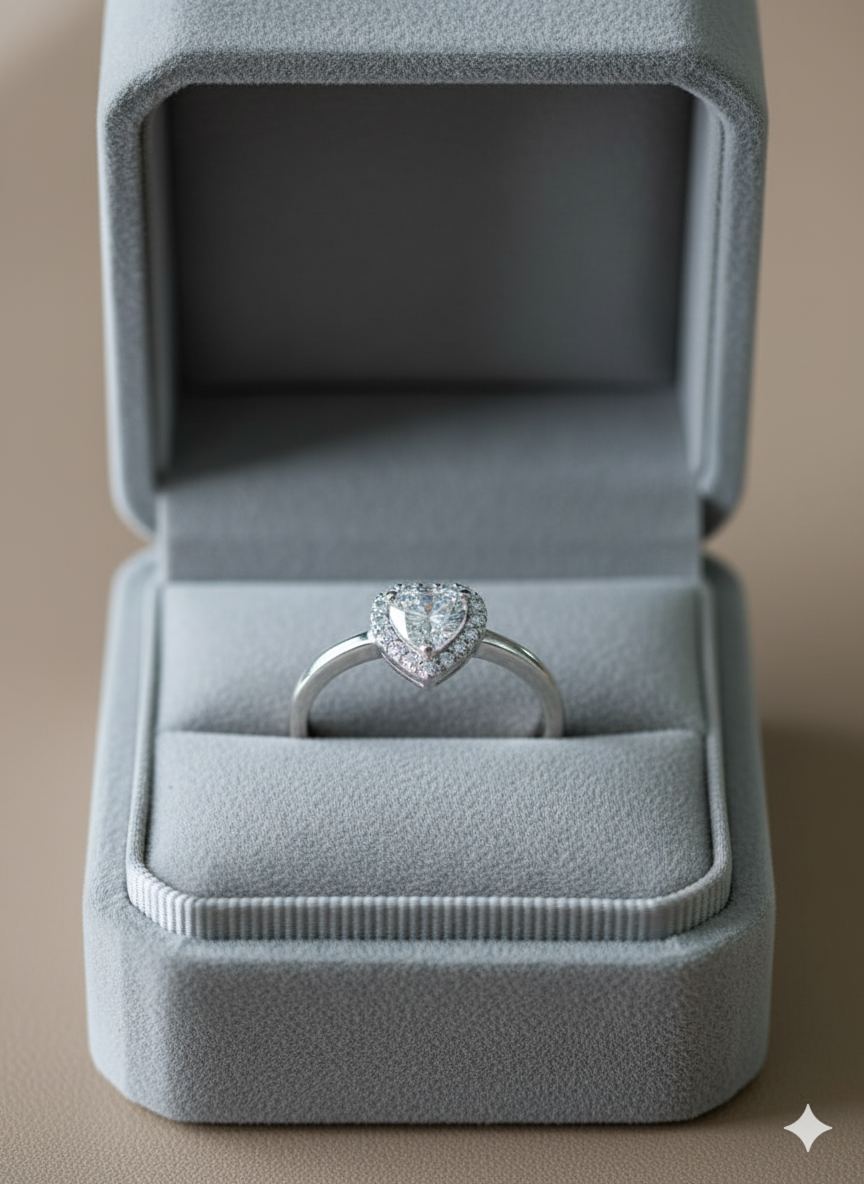 Heart Solitaire Adjustable Ring