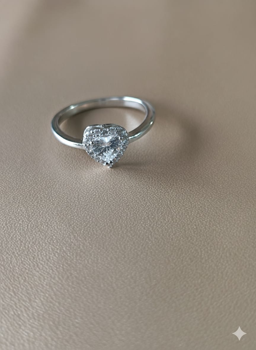 Heart Solitaire Adjustable Ring