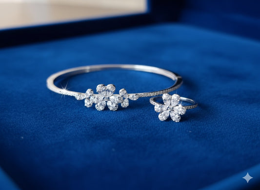 Elegant Floral Cuff with Ring