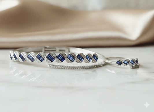 Blue Emerald cuff with Ring